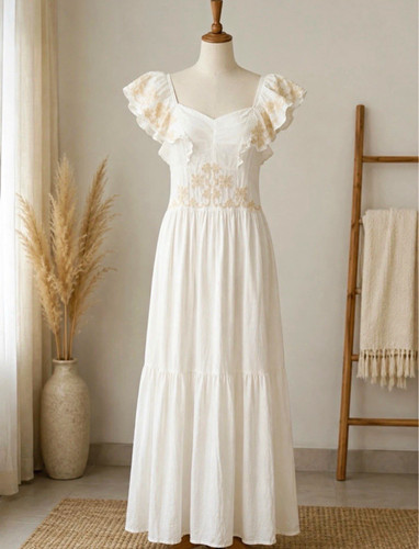 Damen maxikleid weiß mit - damen,