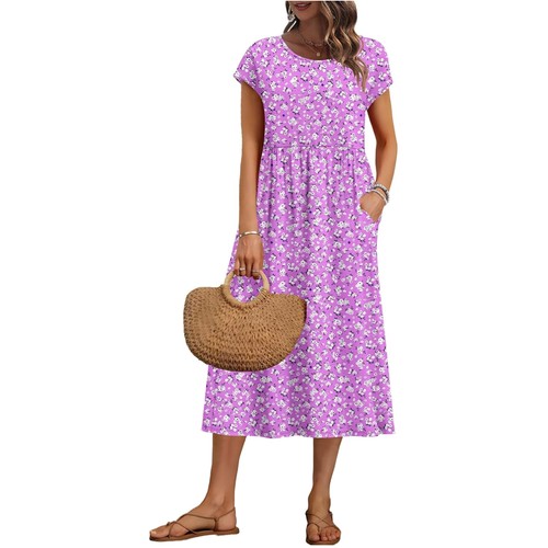 Sommerkleid damen midi kurzarm - sommerkleid,